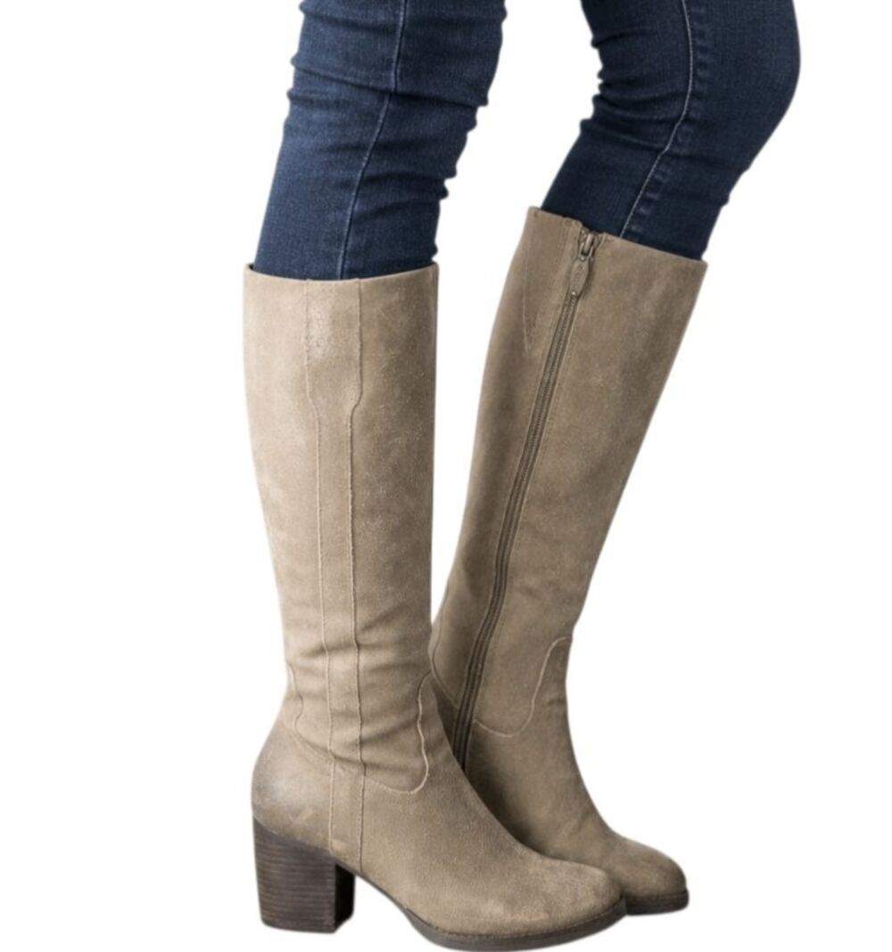 AQUA Zion Taupe Oiled Suede Knee High Boot Size 7.5M